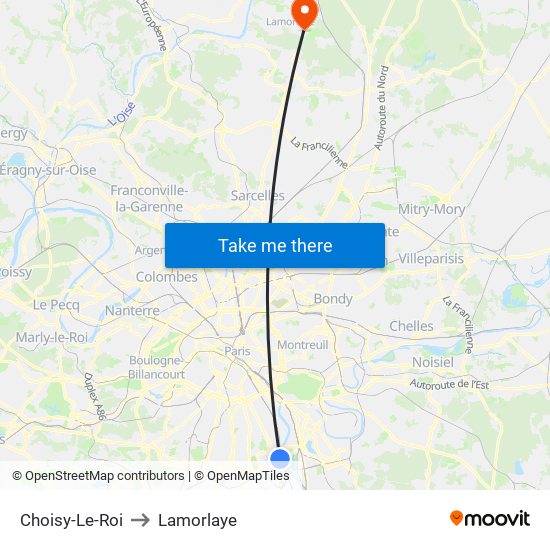 Choisy-Le-Roi to Lamorlaye map