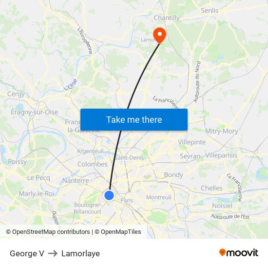 George V to Lamorlaye map