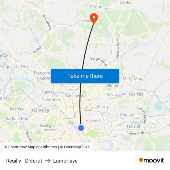 Reuilly - Diderot to Lamorlaye map