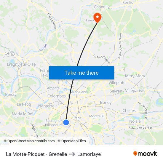La Motte-Picquet - Grenelle to Lamorlaye map