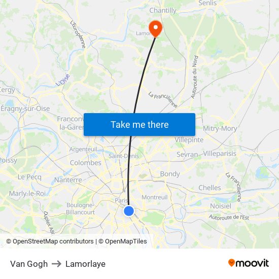 Van Gogh to Lamorlaye map