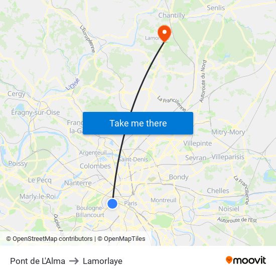 Pont de L'Alma to Lamorlaye map