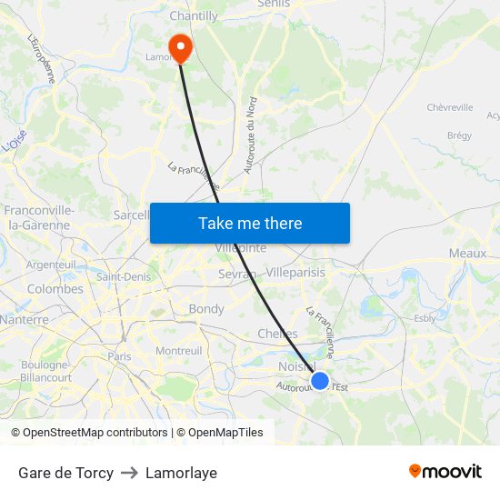 Gare de Torcy to Lamorlaye map