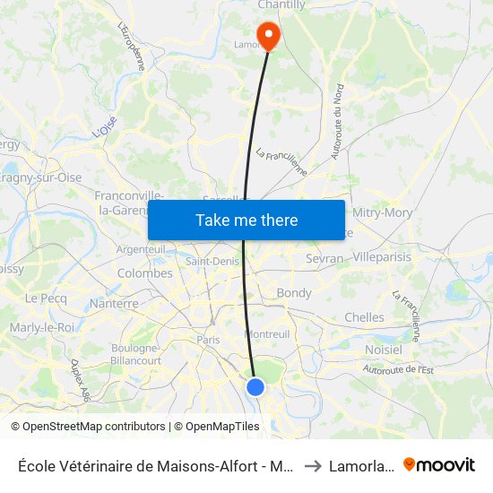 École Vétérinaire de Maisons-Alfort - Métro to Lamorlaye map