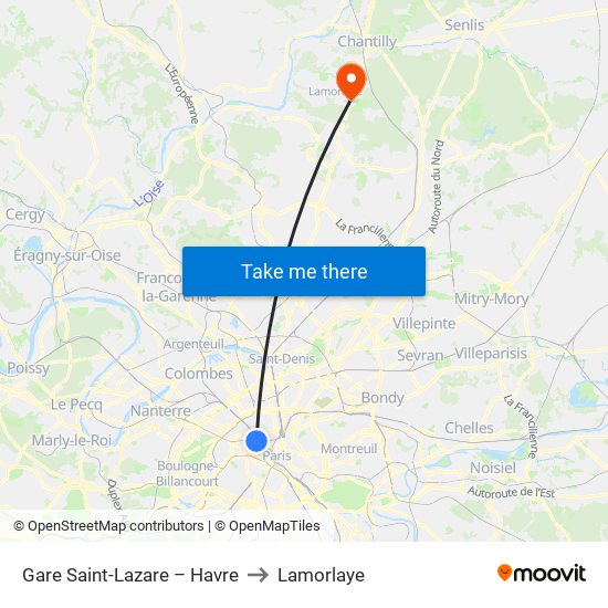Gare Saint-Lazare – Havre to Lamorlaye map