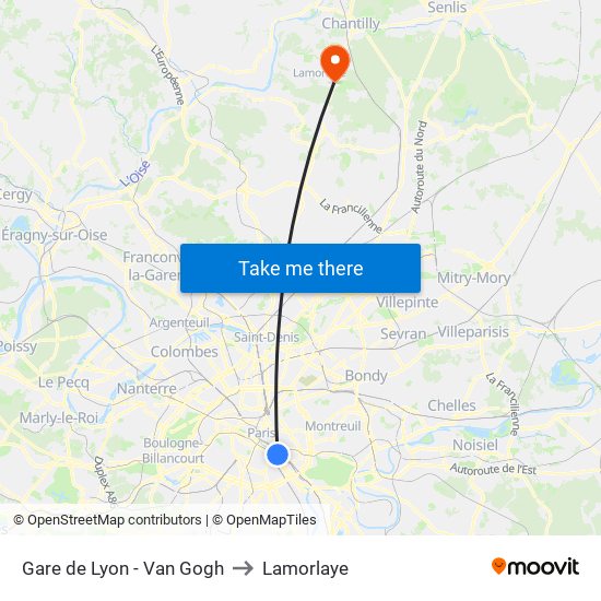 Gare de Lyon - Van Gogh to Lamorlaye map