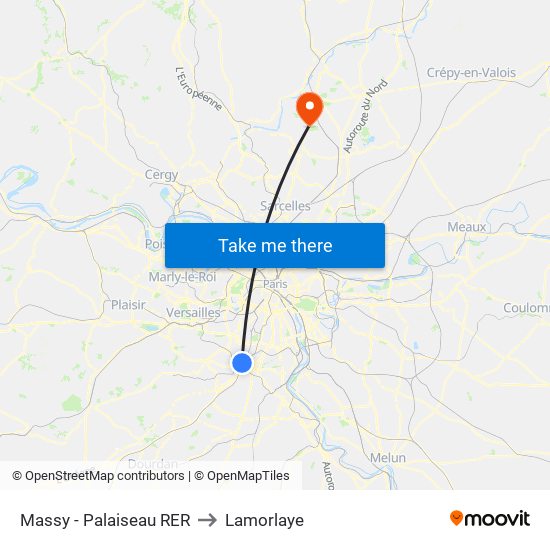 Massy - Palaiseau RER to Lamorlaye map