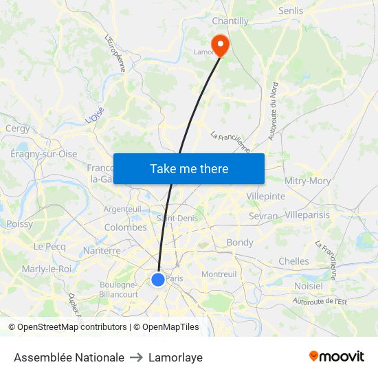 Assemblée Nationale to Lamorlaye map