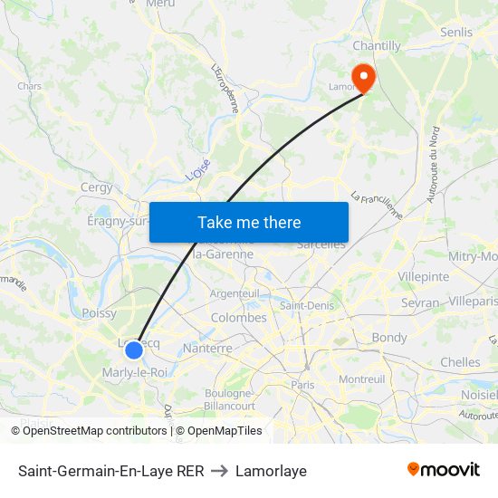Saint-Germain-En-Laye RER to Lamorlaye map