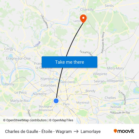 Charles de Gaulle - Étoile - Wagram to Lamorlaye map