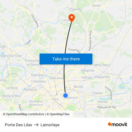 Porte Des Lilas to Lamorlaye map