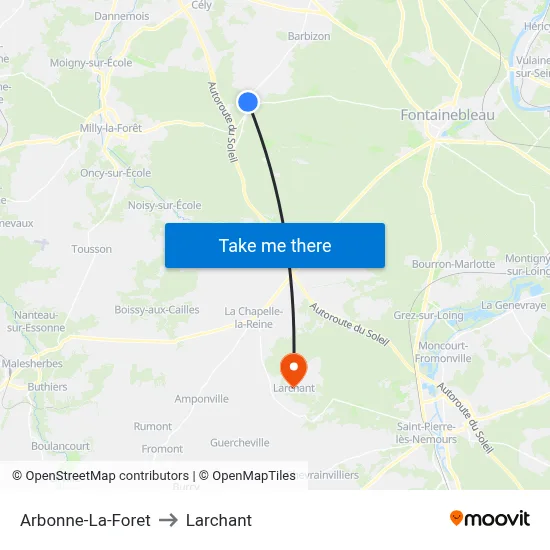 Arbonne-La-Foret to Larchant map