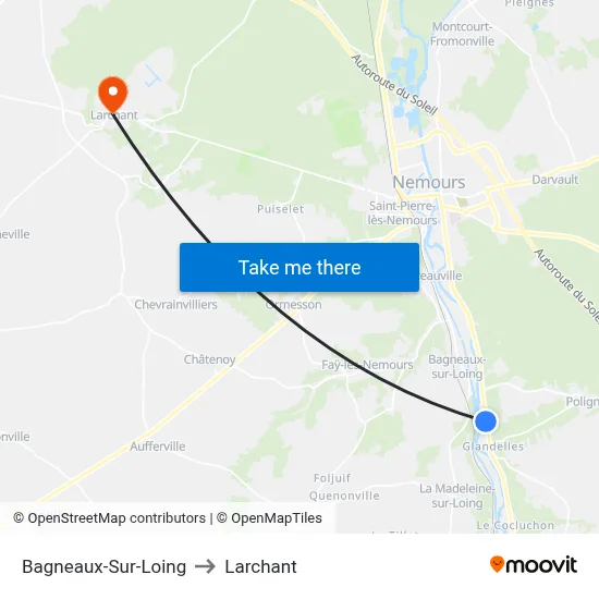 Bagneaux-Sur-Loing to Larchant map