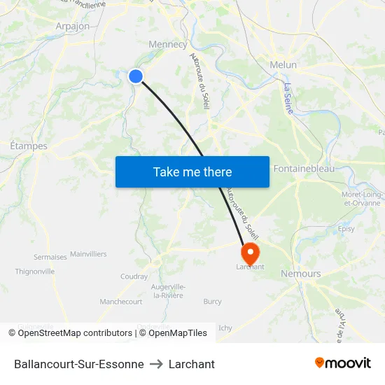 Ballancourt-Sur-Essonne to Larchant map