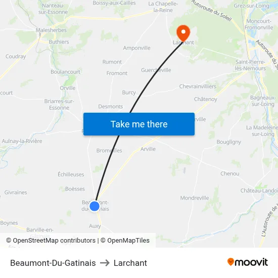Beaumont-Du-Gatinais to Larchant map