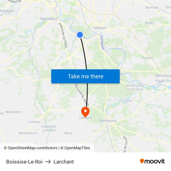 Boissise-Le-Roi to Larchant map