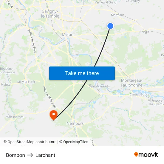 Bombon to Larchant map