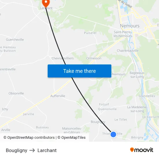 Bougligny to Larchant map