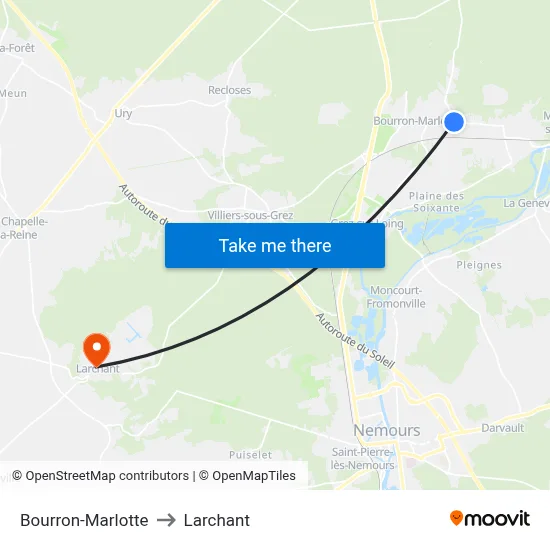 Bourron-Marlotte to Larchant map