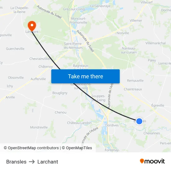 Bransles to Larchant map