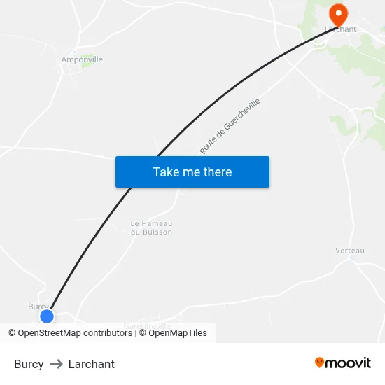 Burcy to Larchant map