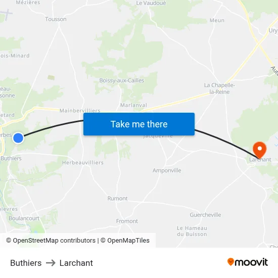 Buthiers to Larchant map