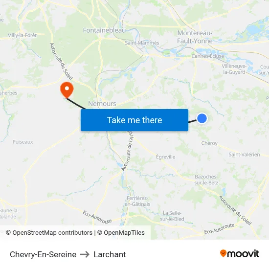 Chevry-En-Sereine to Larchant map