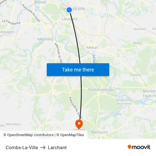 Combs-La-Ville to Larchant map