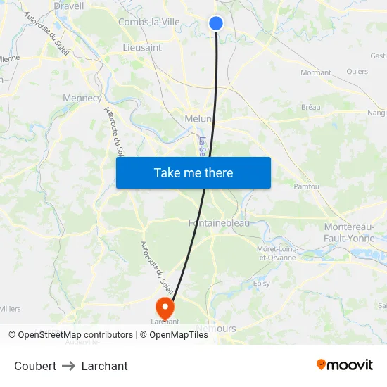 Coubert to Larchant map