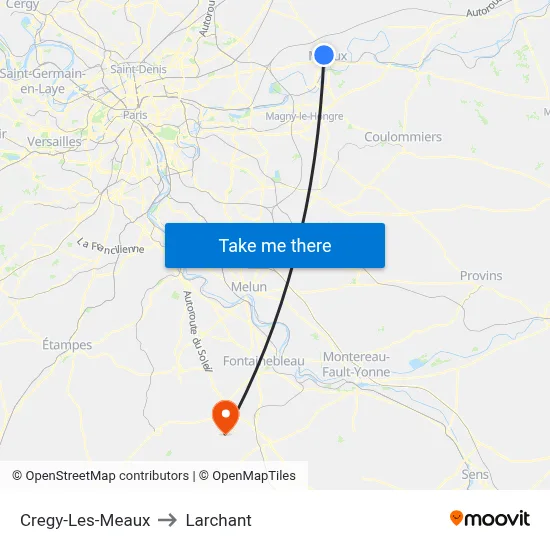 Cregy-Les-Meaux to Larchant map