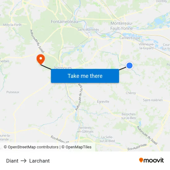 Diant to Larchant map