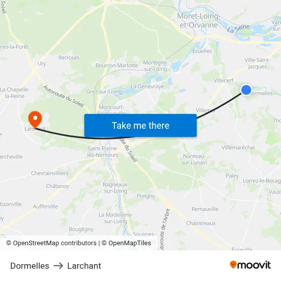 Dormelles to Larchant map
