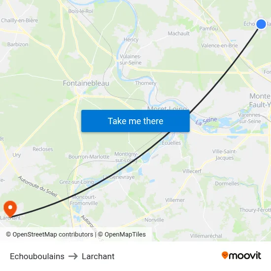 Echouboulains to Larchant map