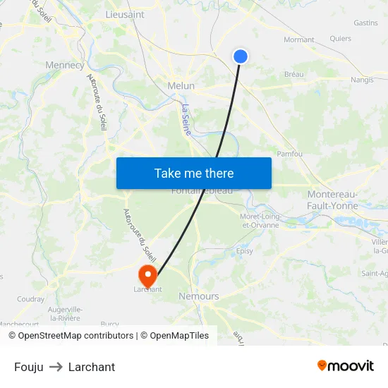 Fouju to Larchant map