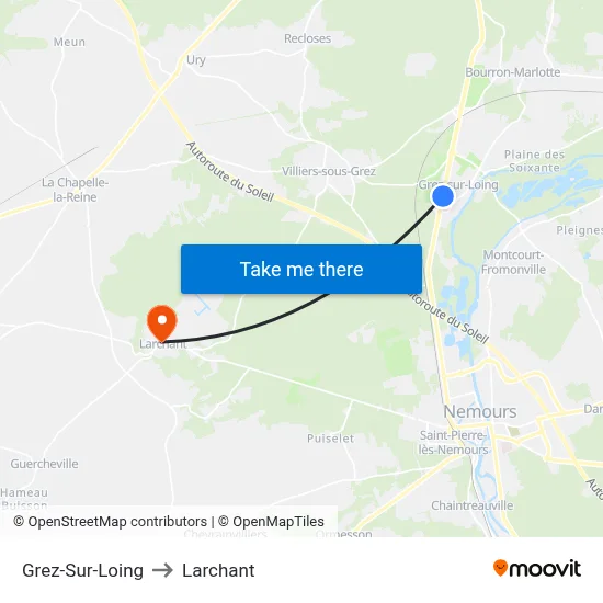 Grez-Sur-Loing to Larchant map