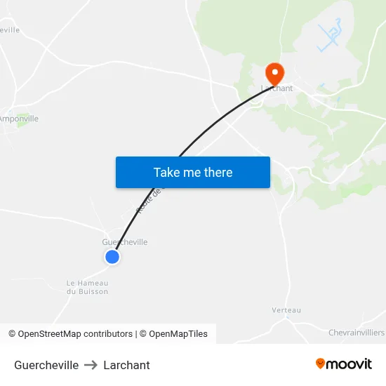 Guercheville to Larchant map