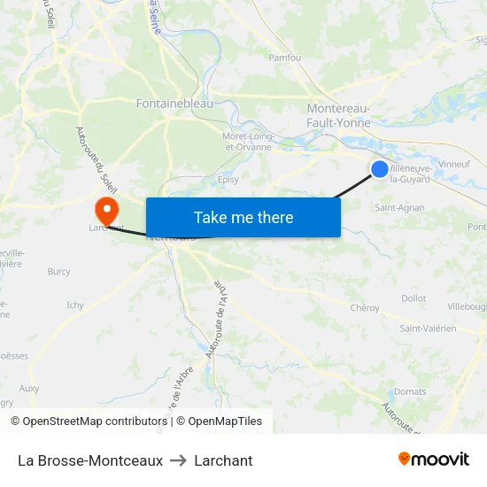 La Brosse-Montceaux to Larchant map
