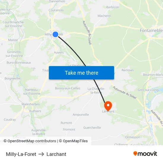 Milly-La-Foret to Larchant map