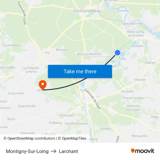 Montigny-Sur-Loing to Larchant map