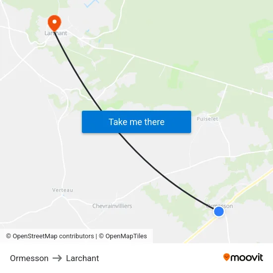 Ormesson to Larchant map