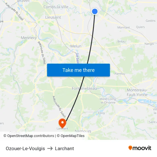 Ozouer-Le-Voulgis to Larchant map