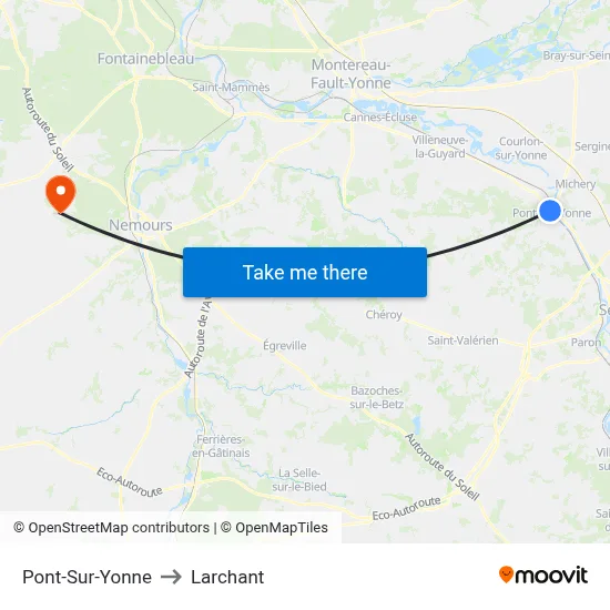 Pont-Sur-Yonne to Larchant map