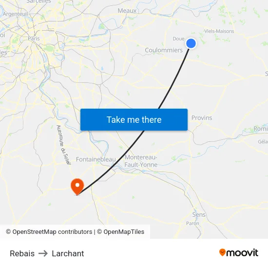 Rebais to Larchant map