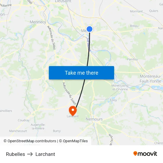 Rubelles to Larchant map