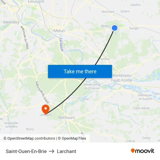 Saint-Ouen-En-Brie to Larchant map