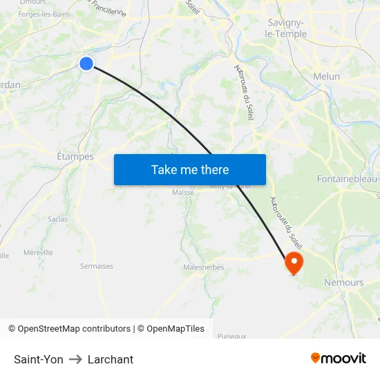 Saint-Yon to Larchant map