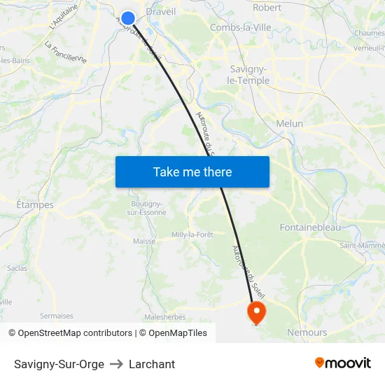 Savigny-Sur-Orge to Larchant map
