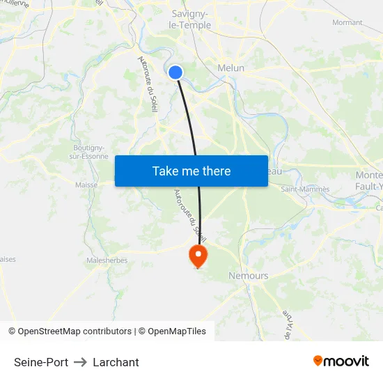 Seine-Port to Larchant map
