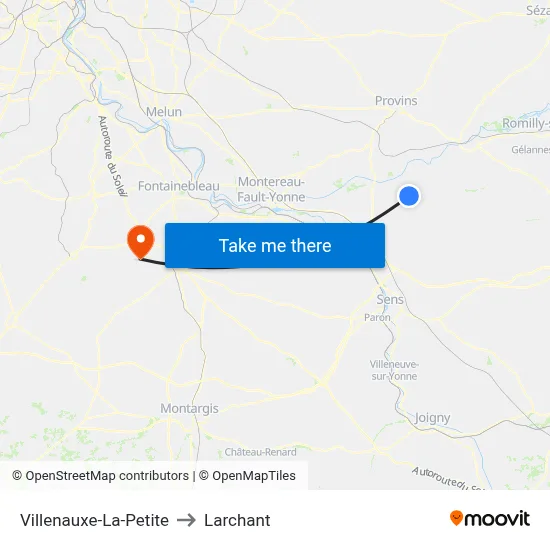 Villenauxe-La-Petite to Larchant map
