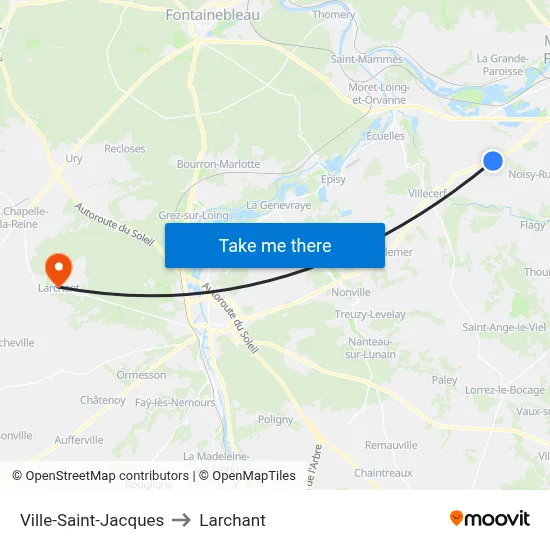 Ville-Saint-Jacques to Larchant map